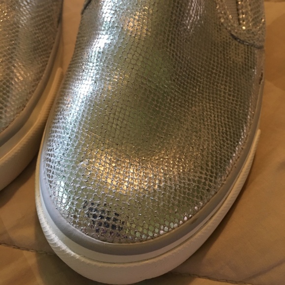 NWT Sperry Top-Sider Silver Metallic Leather Slip-on Shoes Size 8 - Picture 6 of 11